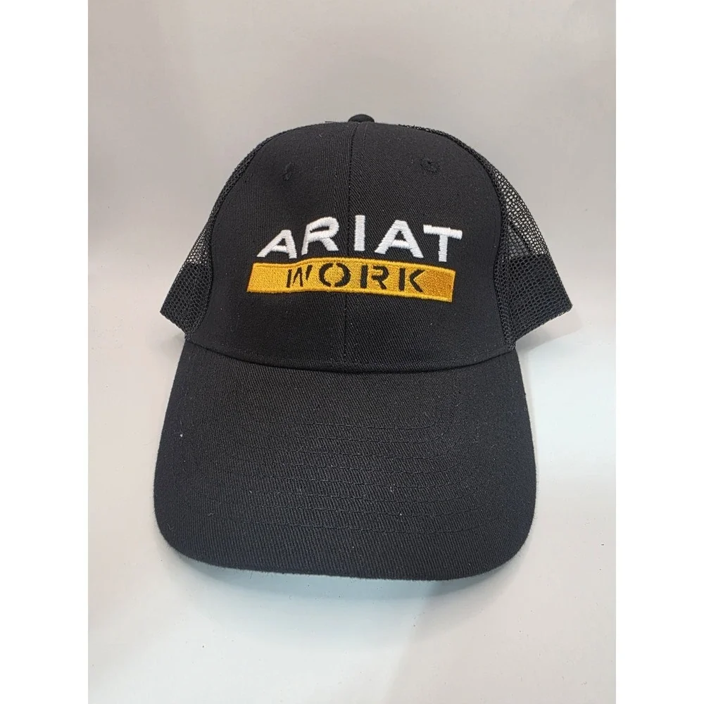 Ariat Trucker Hat Mens One Size Black Good Embroidered Logo Snapback Work Cap